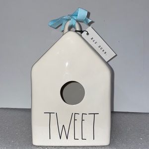 Rae Dunn - Magenta “TWEET” Ceramic Square Birdhouse - Blue Ribbon
